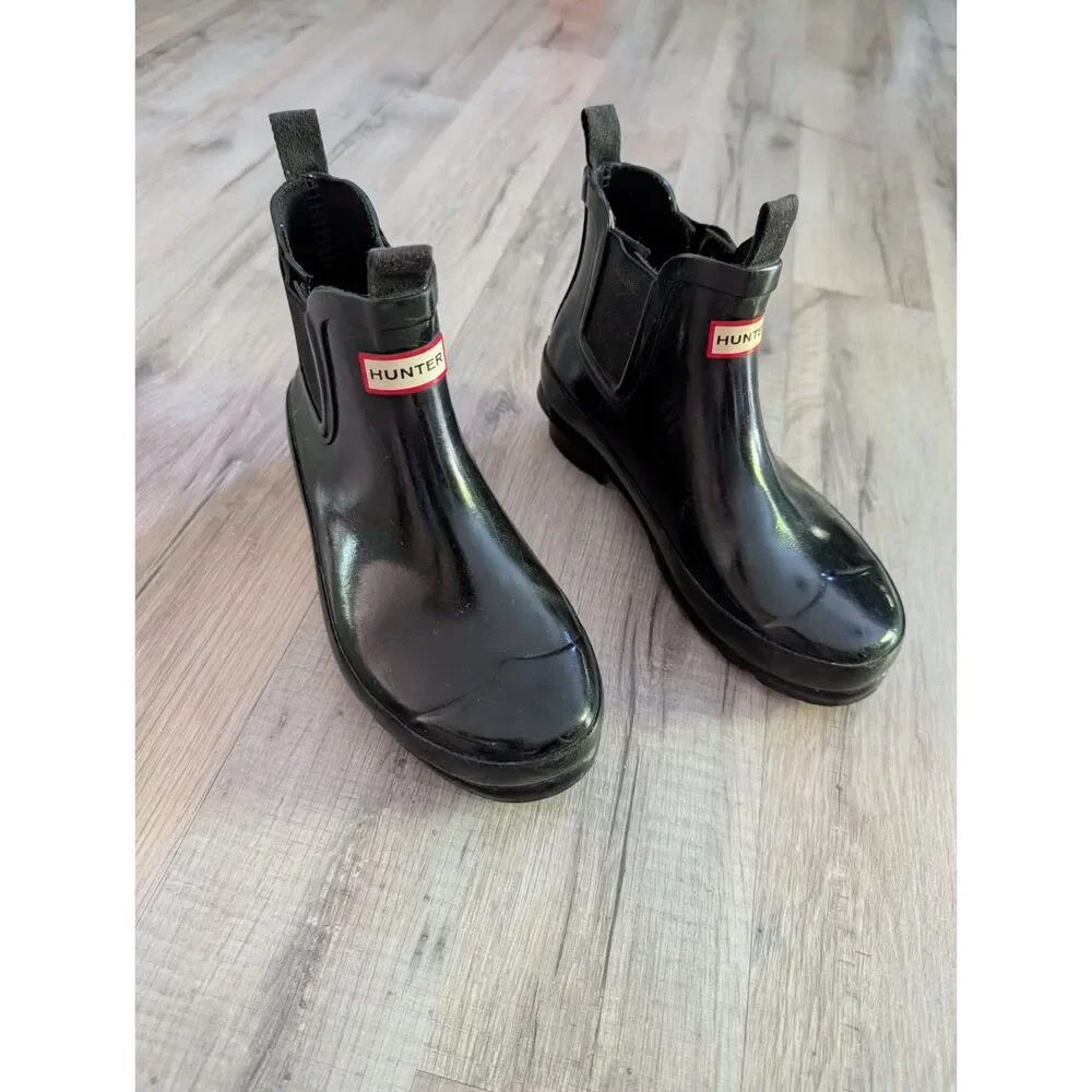Hunter Boots Kids Original Chelsea Black Rubber Ankle, Size 1